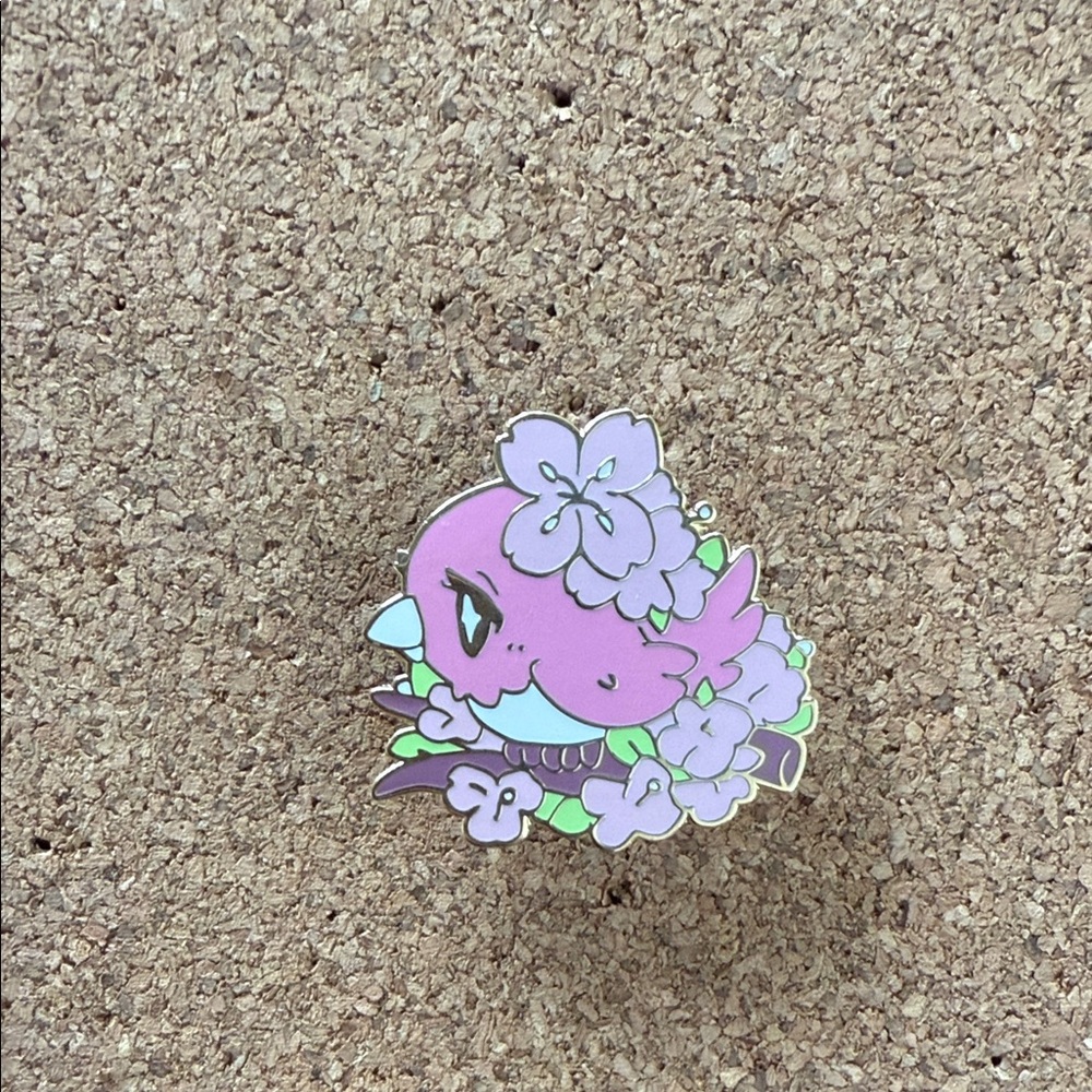 Cute pink bird enamel pin